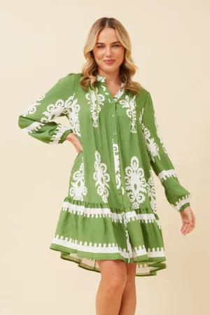 ADRIELLE BORDER PRINT DRESS FlexibleWaistband