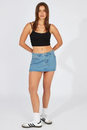 summer shorts Black Singlet Top Lace Trim Cropped
