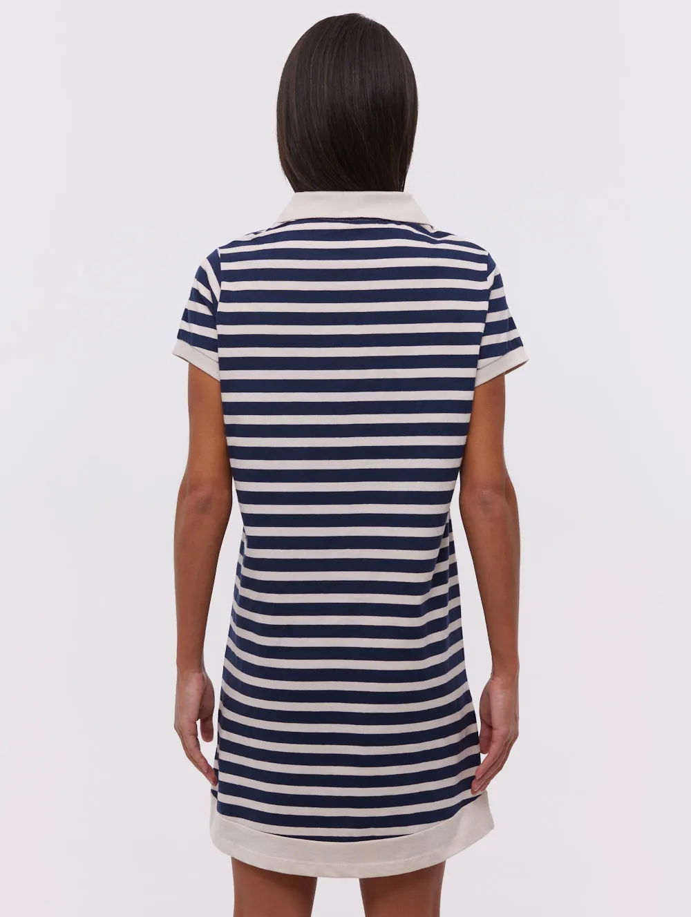 Modern Chic SplitHemDesign Orenda Stripe Polo Dress