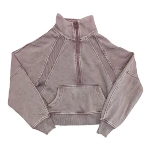 Elegant Dress Sweatshirt Crewneck By Zenana Outfitters In Purple, Size:S