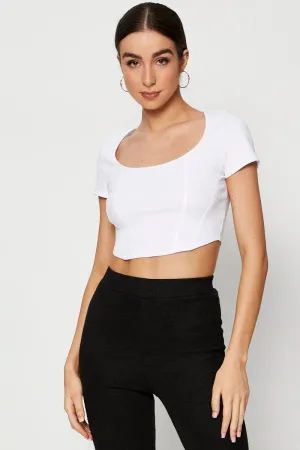 White T-Shirt Short Sleeve Crop Round Neck Handmade Fit