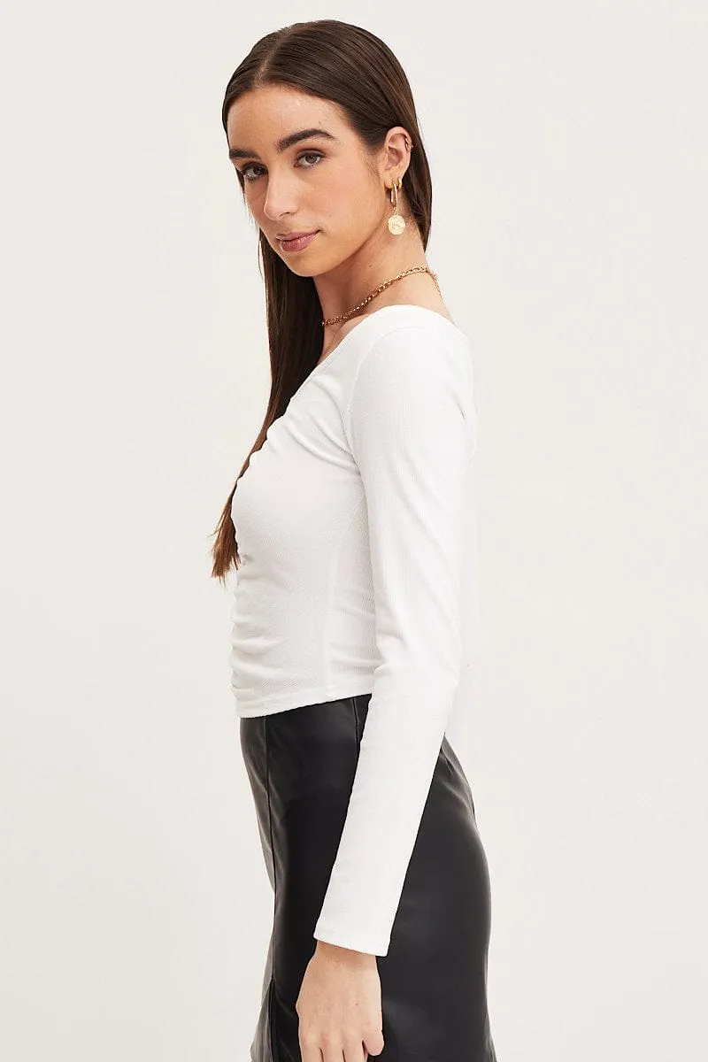 White T Shirt Long Sleeve SeamlessPockets Quiet Core