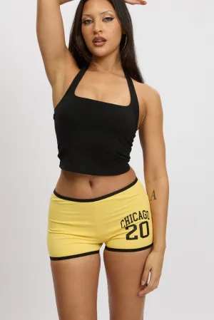 Yellow Shorts Contrast Binding No Slip Grip