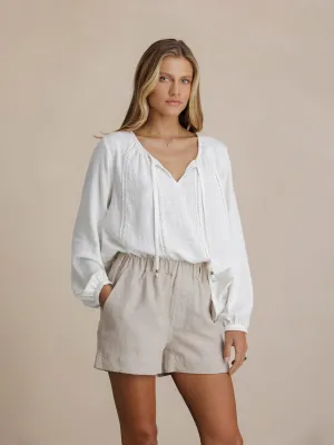 City Soft Flattering Silhouette Dahlia Linen Shorts Flax