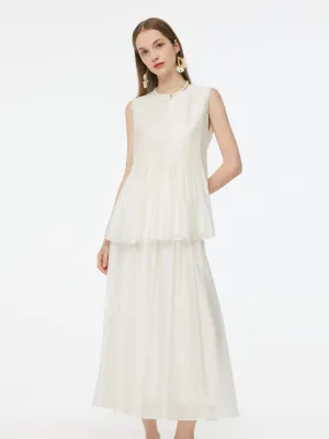 Tencel Blend Pleated Tank Top And Skirt Two-Piece Set Ultra light