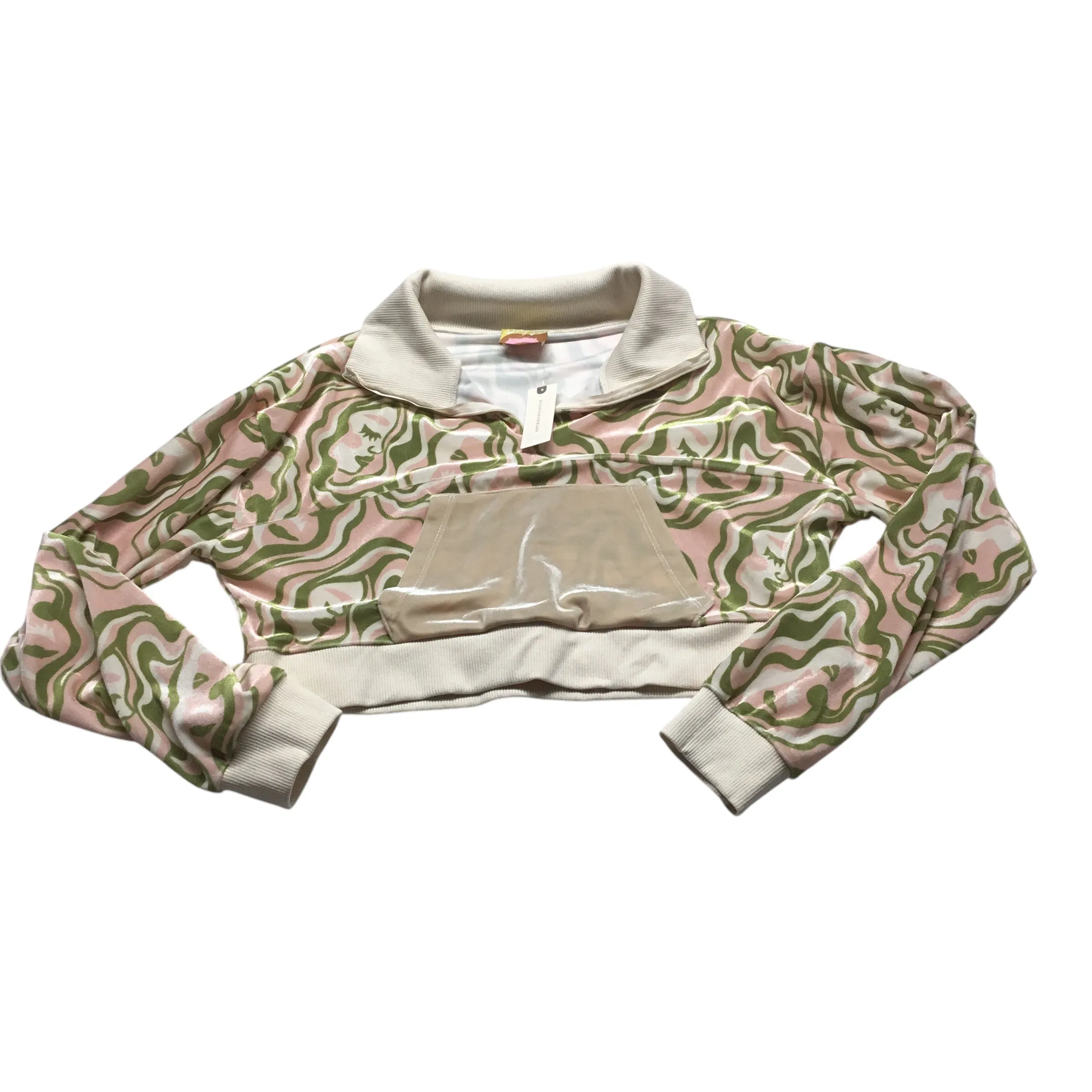 Sweatshirt Collar By Anthropologie In Green & Pink, Size: S Metro Mode