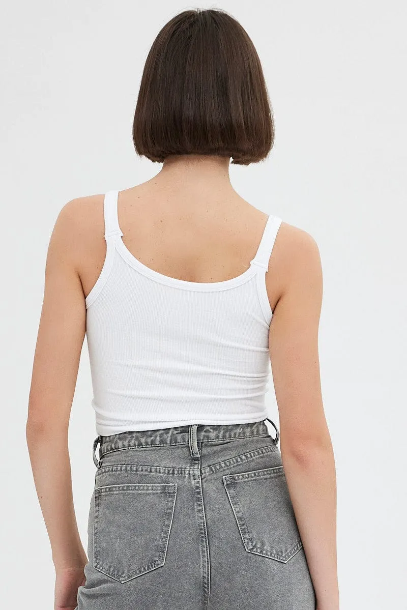 White Singlet Top Round Neck UVProtective Coating