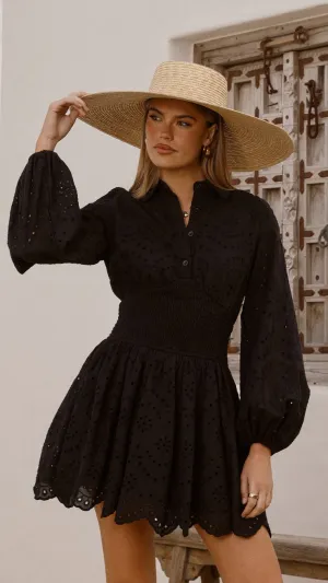 Day Out Brittney Long Sleeve Mini Dress - Black