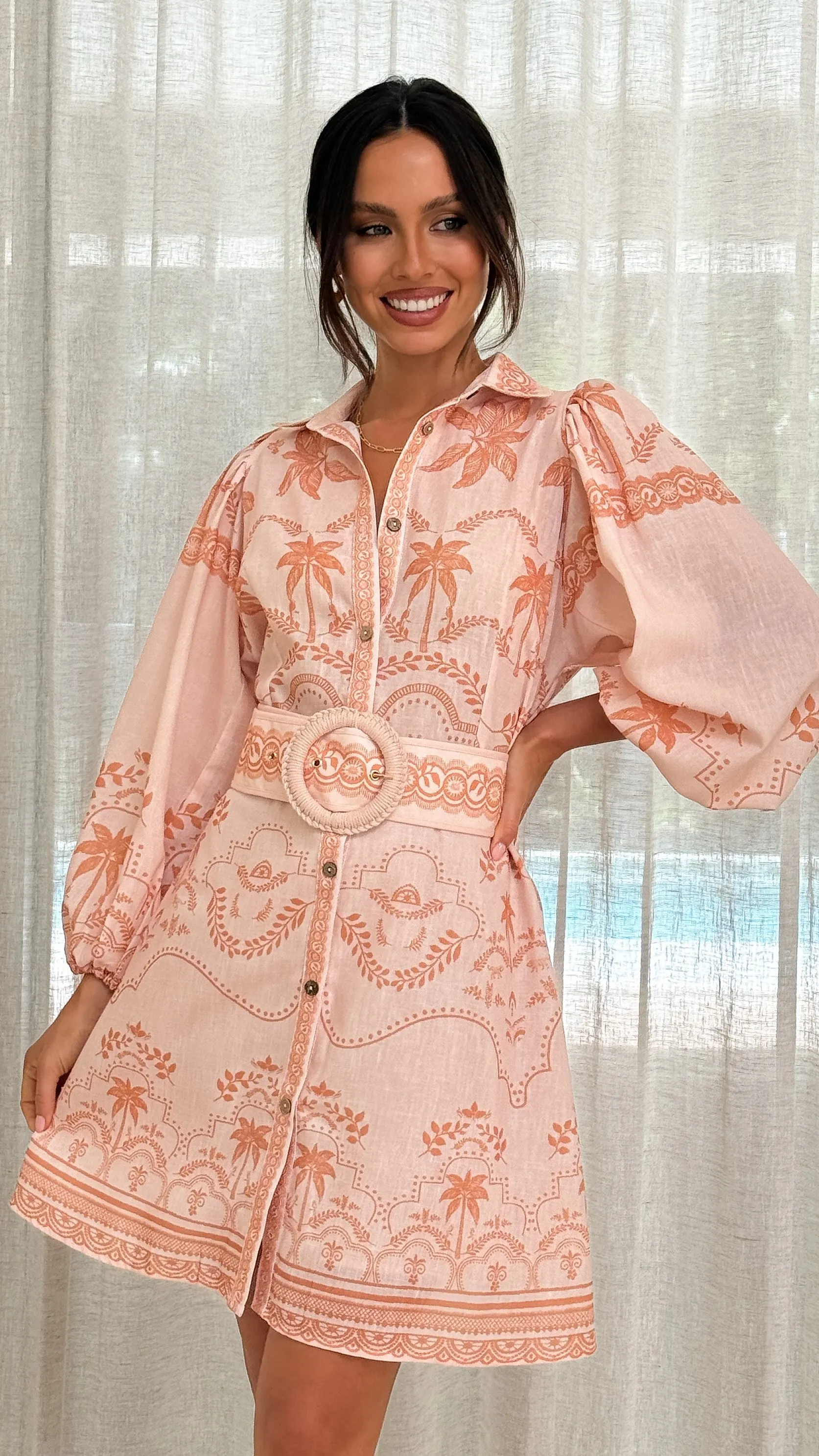 Comfortable work-to-play dress Xander Long Sleeve Mini Dress - Natural