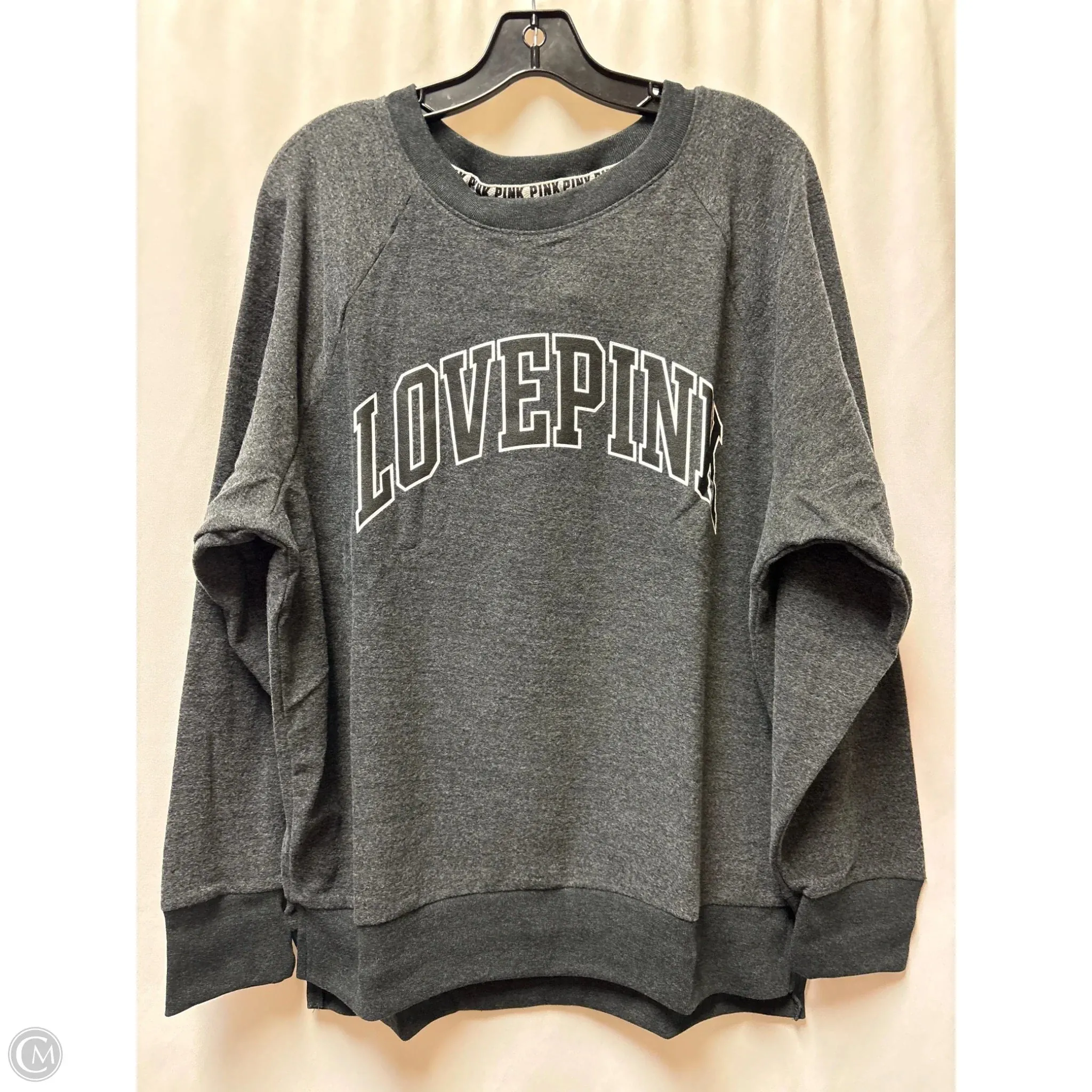 Magnetic Closure Fast Fit Sweatshirt Crewneck By Pink In Grey, Size: M