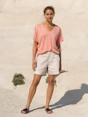Star Rush Paros Linen Shorts Oyster Vibrant Chic
