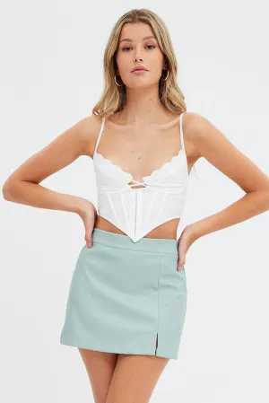 White Singlet Corset Lace Raw Linen ErgonomicCut