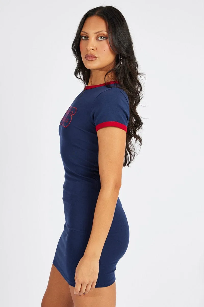 Future Edge Functional Fit Blue Graphic Dress Short Sleeve
