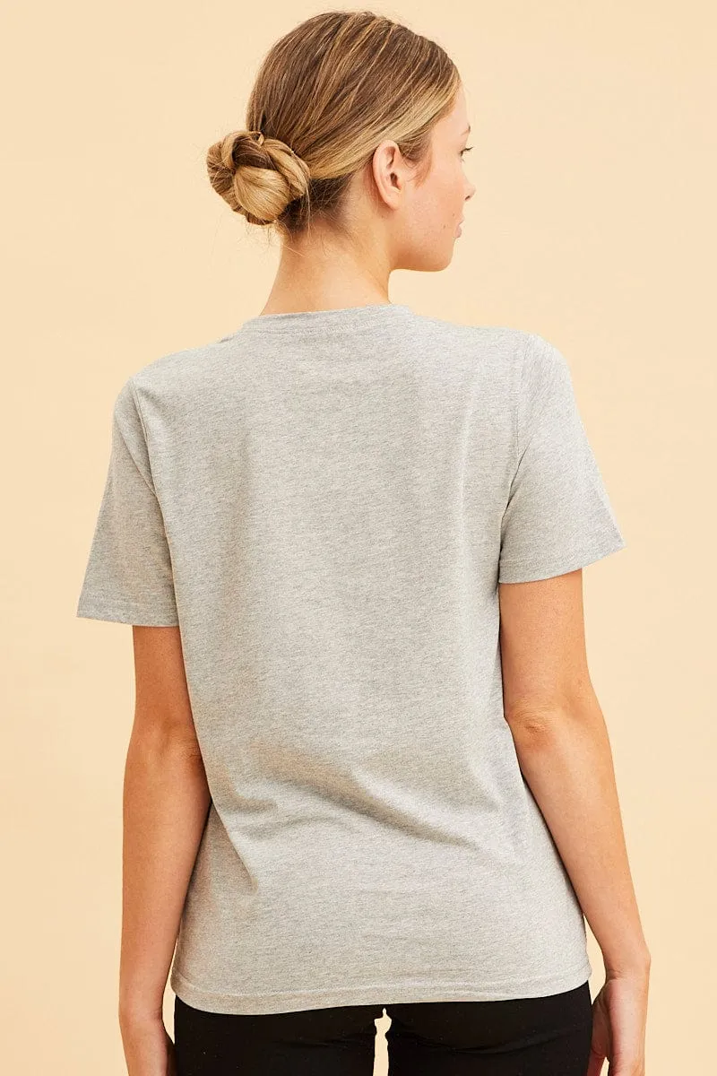 EcoFriendly Material Grey Cotton T-Shirt Crew Neck Regular Fit Cotton