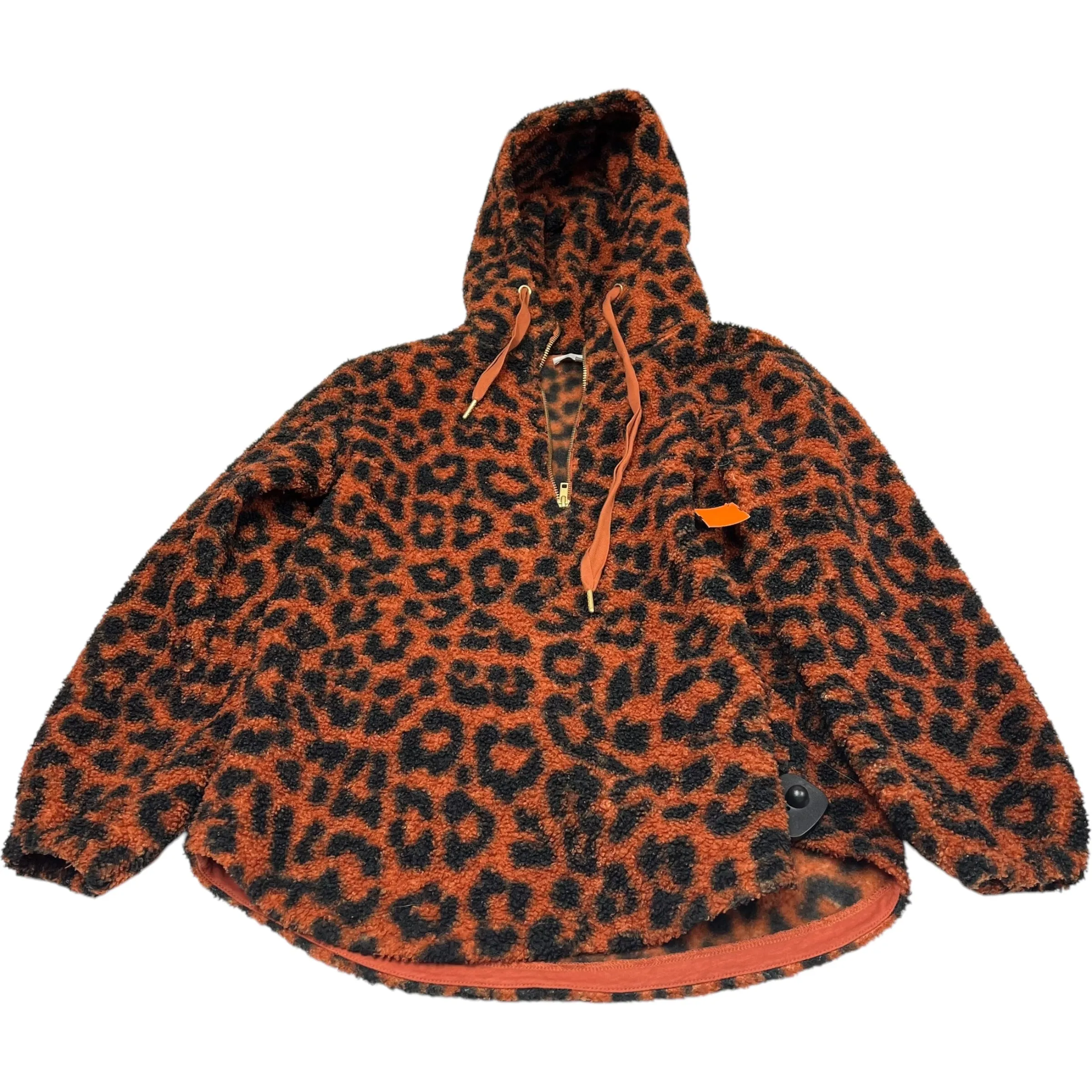 Move Fast Sweatshirt Hoodie By Loft In Black & Orange, Size: M