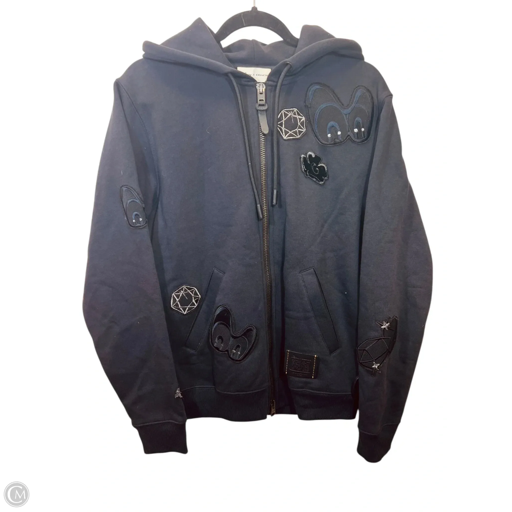 Daywear Style Comfortable Tunic Sweatshirt Hoodie By Coach In Navy, Size: M