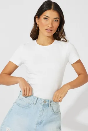 White Longline T Shirt Short Sleeve Crew Neck Urban Wear