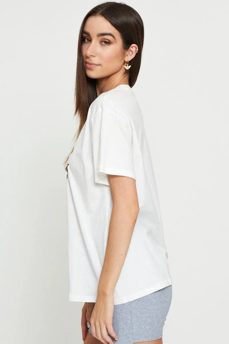 Trend Glow White Graphic T-Shirt Short Sleeve