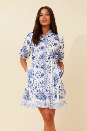 Smooth Edge Binding Summer Outfit ROSCOE BORDER PRINT SHORT DRESS