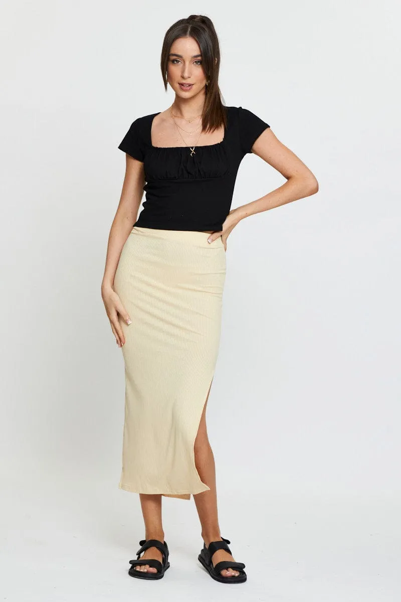Black Ruched T Shirt Short Sleeve ThermalRegulation