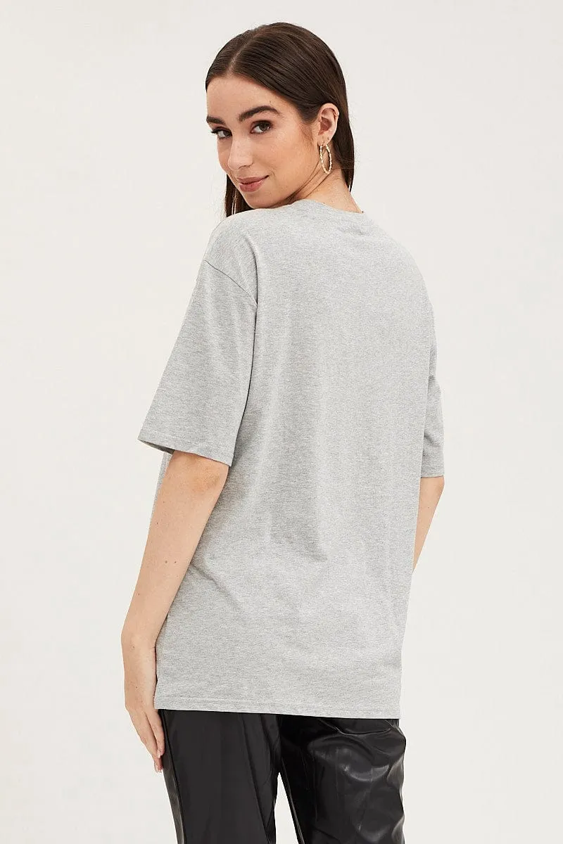 Grey Crew Neck Oversized Tee Unisex Light Fit Wear