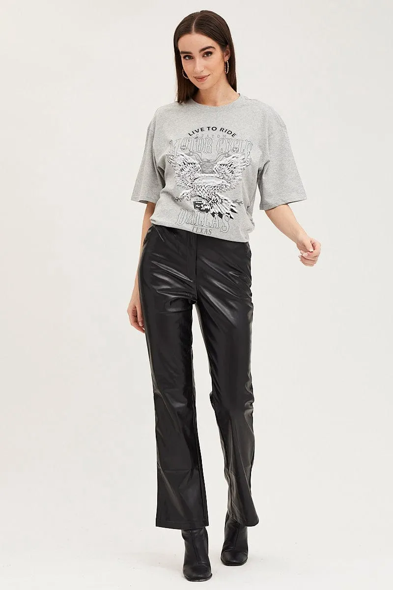 Grey Crew Neck Oversized Tee Elegant and Relaxed