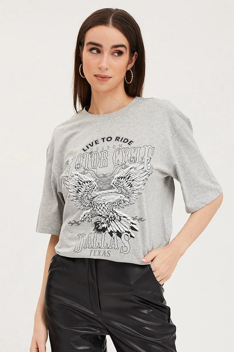 Grey Crew Neck Oversized Tee Minimal Fashion Relaxed and Comfy