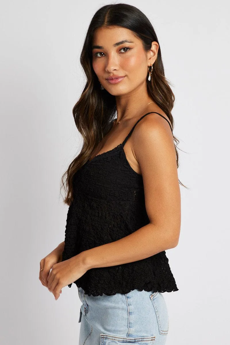 AI Style Black Singlet Top Texture