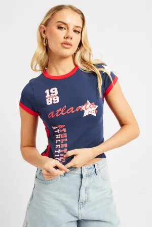 Light Outfit Blue Graphic Tee Short Sleeve