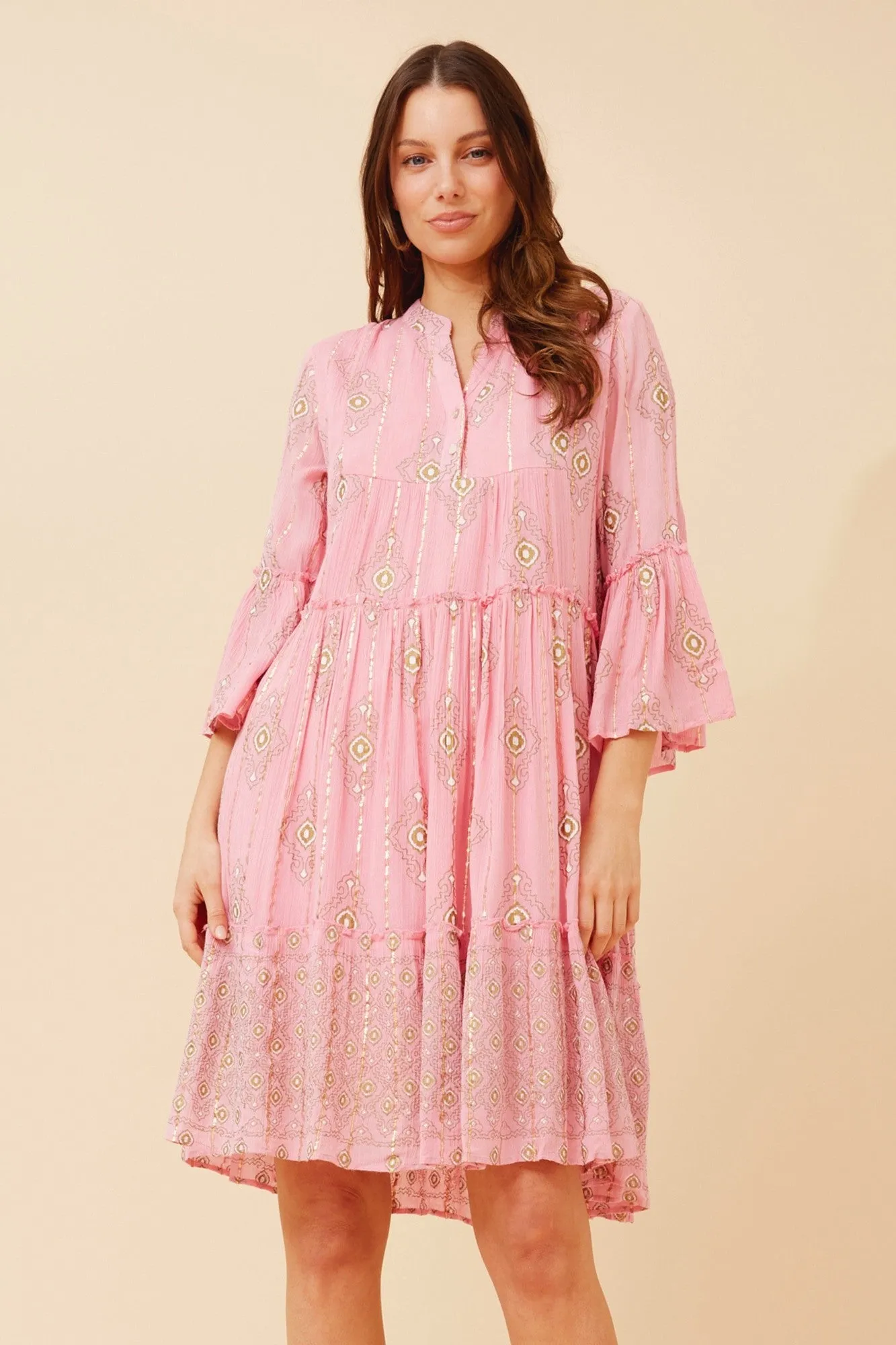 CompactPackableDesign AMIRA JACQUARD BOHO PRINT DRESS