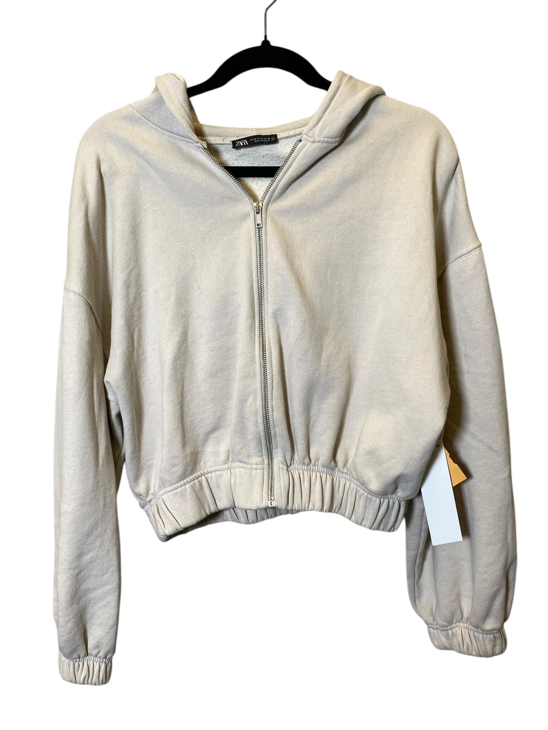 Sweatshirt Hoodie By Zara In Tan, Size: Xl CrossBackStructure Light Sweatshirt