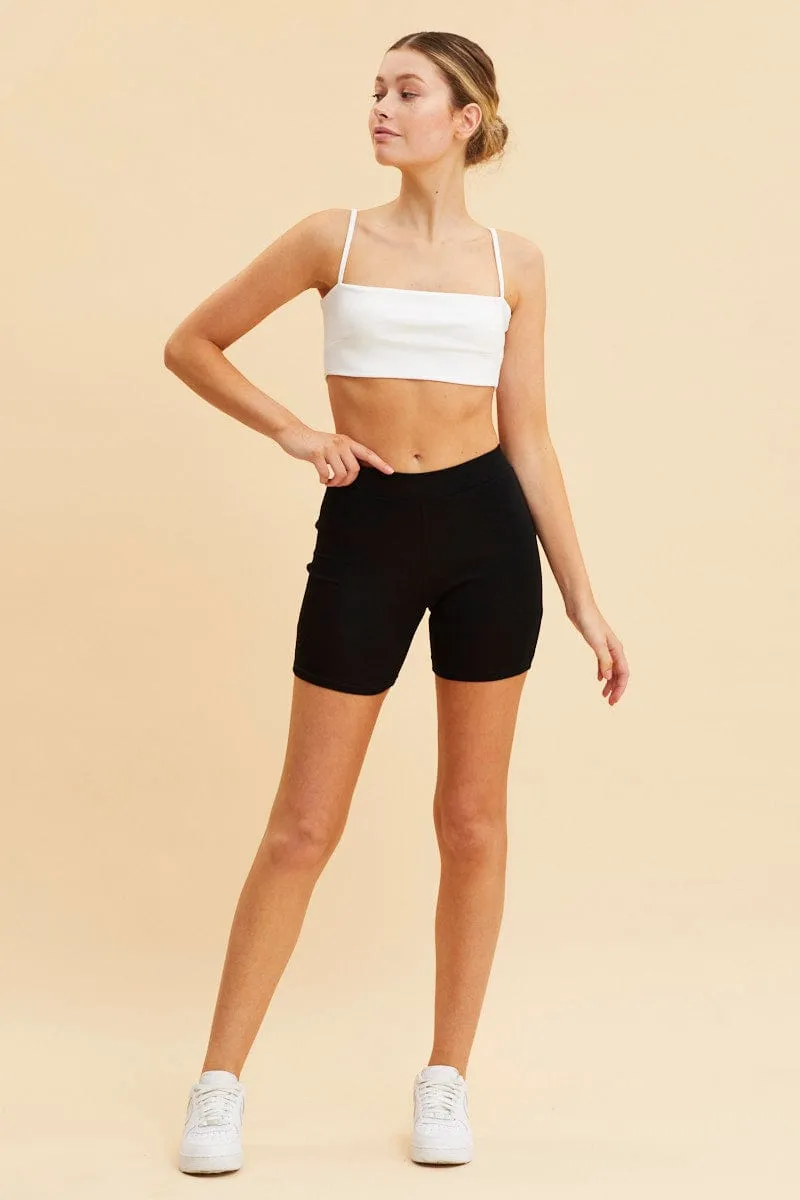 White Bandeau Singlet Top Cotton Stretch Wave Core