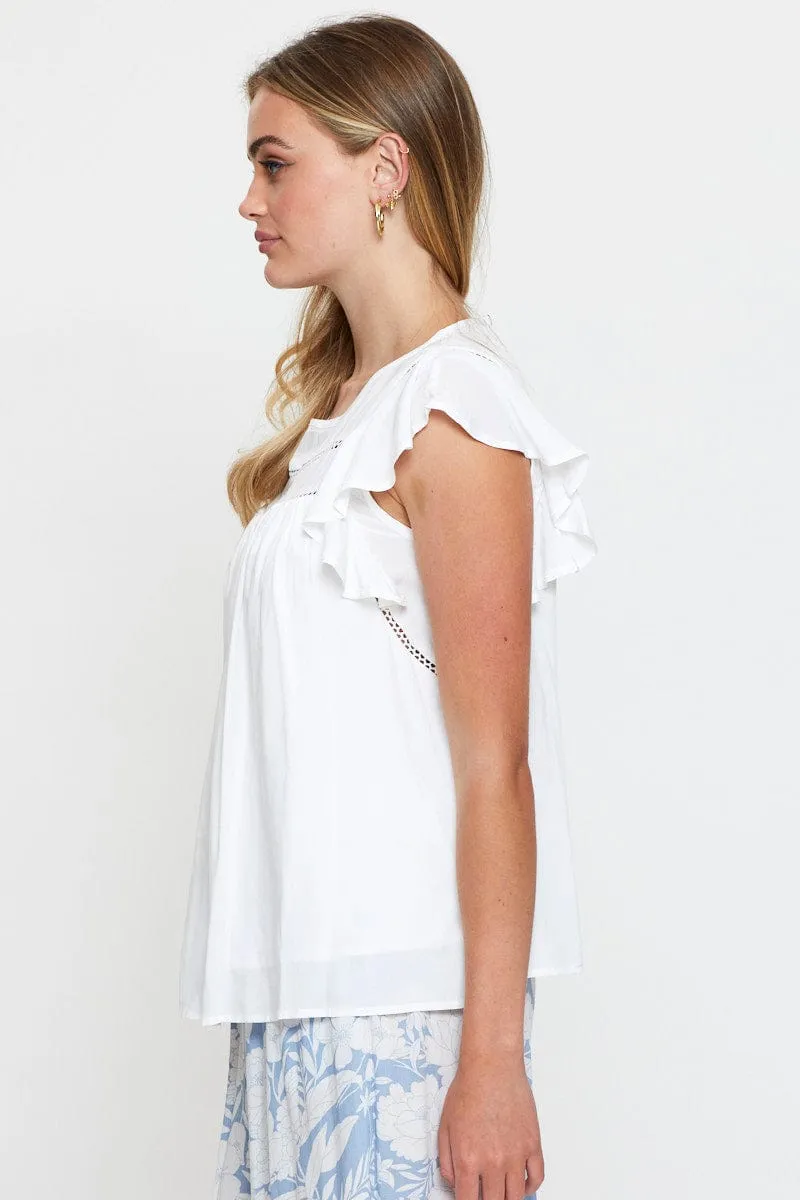 SheerLayeredPanels White Crop T Shirt Short Sleeve
