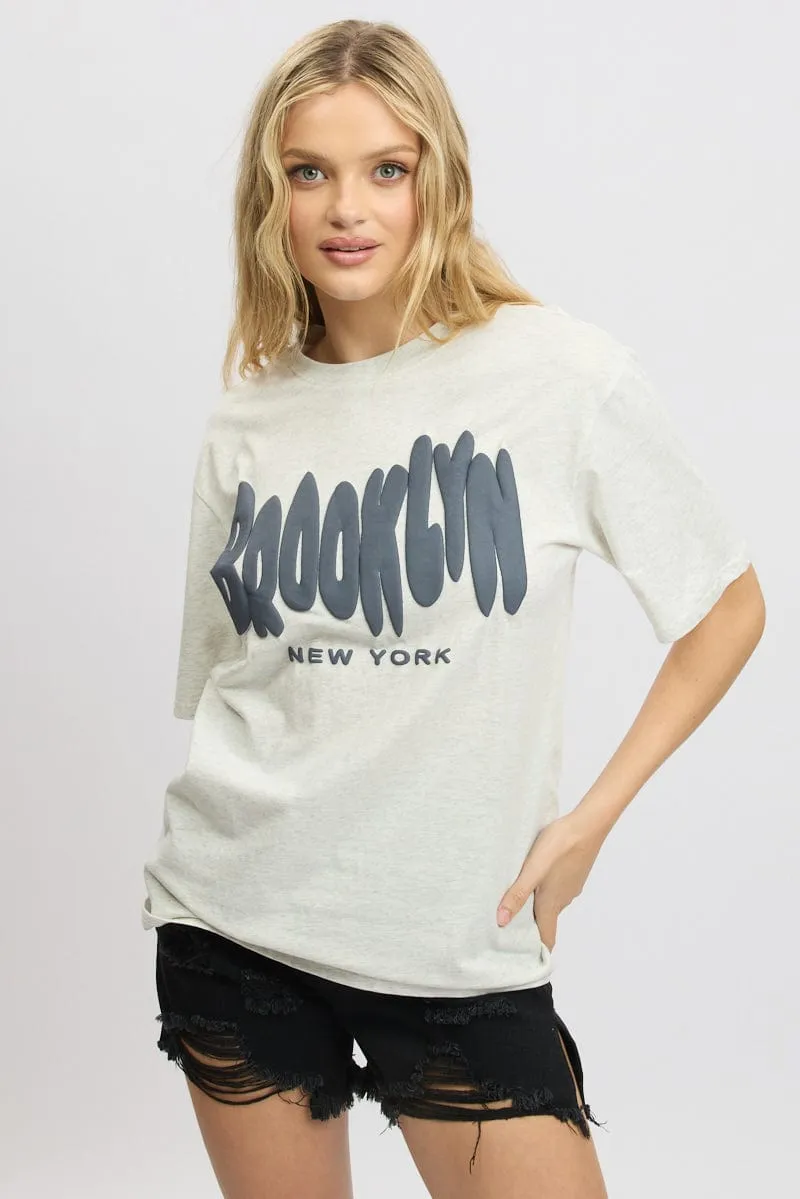 Timeless Fit Grey Graphic Tee Short Sleeve