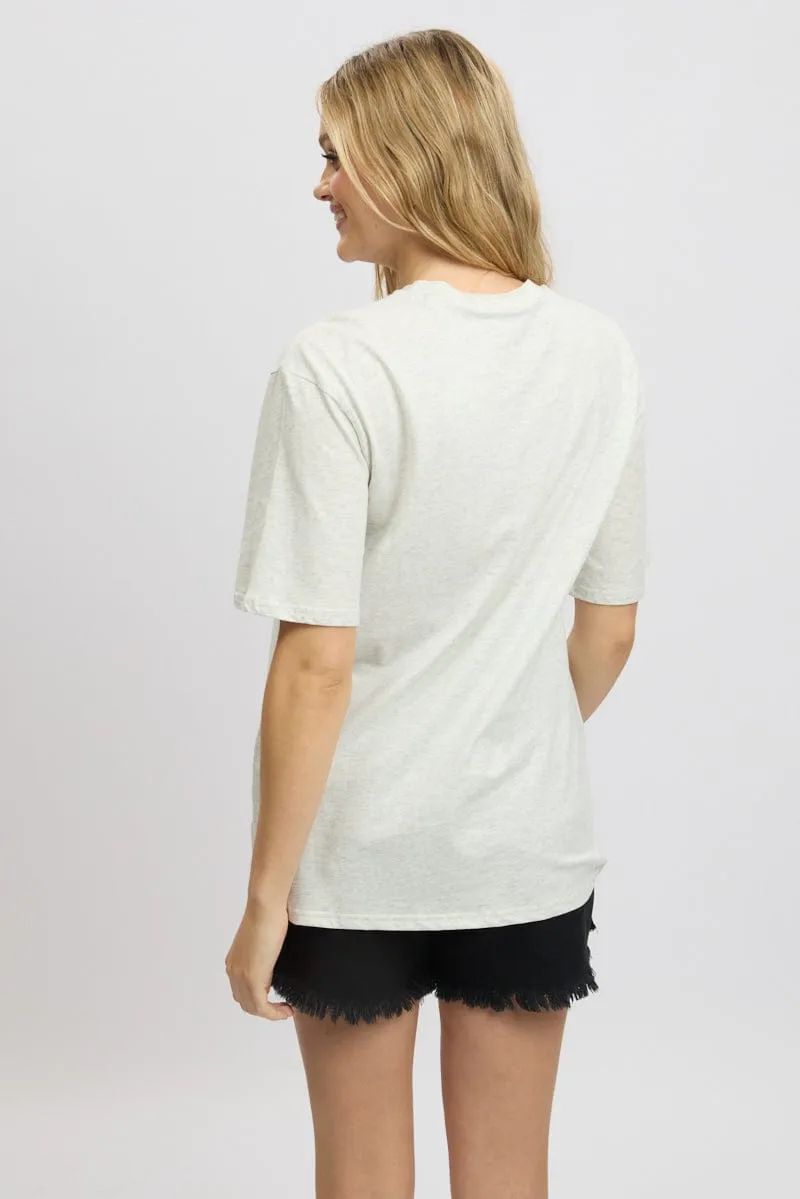 Grey Graphic Tee Short Sleeve AntiStaticLining UltraLightweight