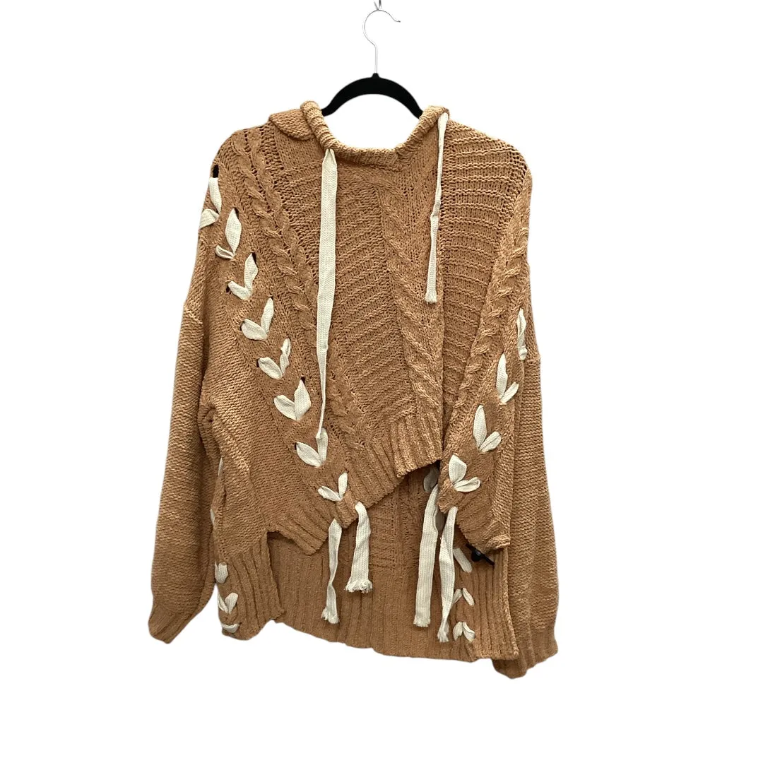 Weather resistant Sweatshirt Hoodie By Pol In Tan, Size: L