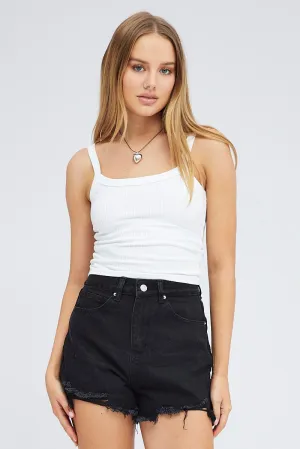 DoubleLayerReinforcement White Singlet Top Scoop Neck