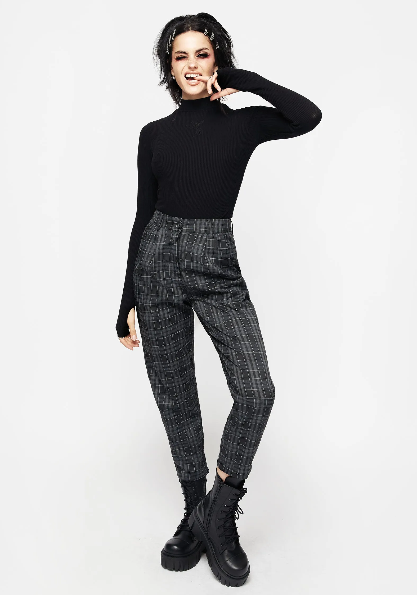 Lilin Tapered Trousers Minimal Look Laser cut