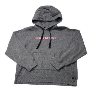 Athletic Sweatshirt Hoodie By Dkny In Grey & Pink, Size:M Heart Soul OdorResistantFabric