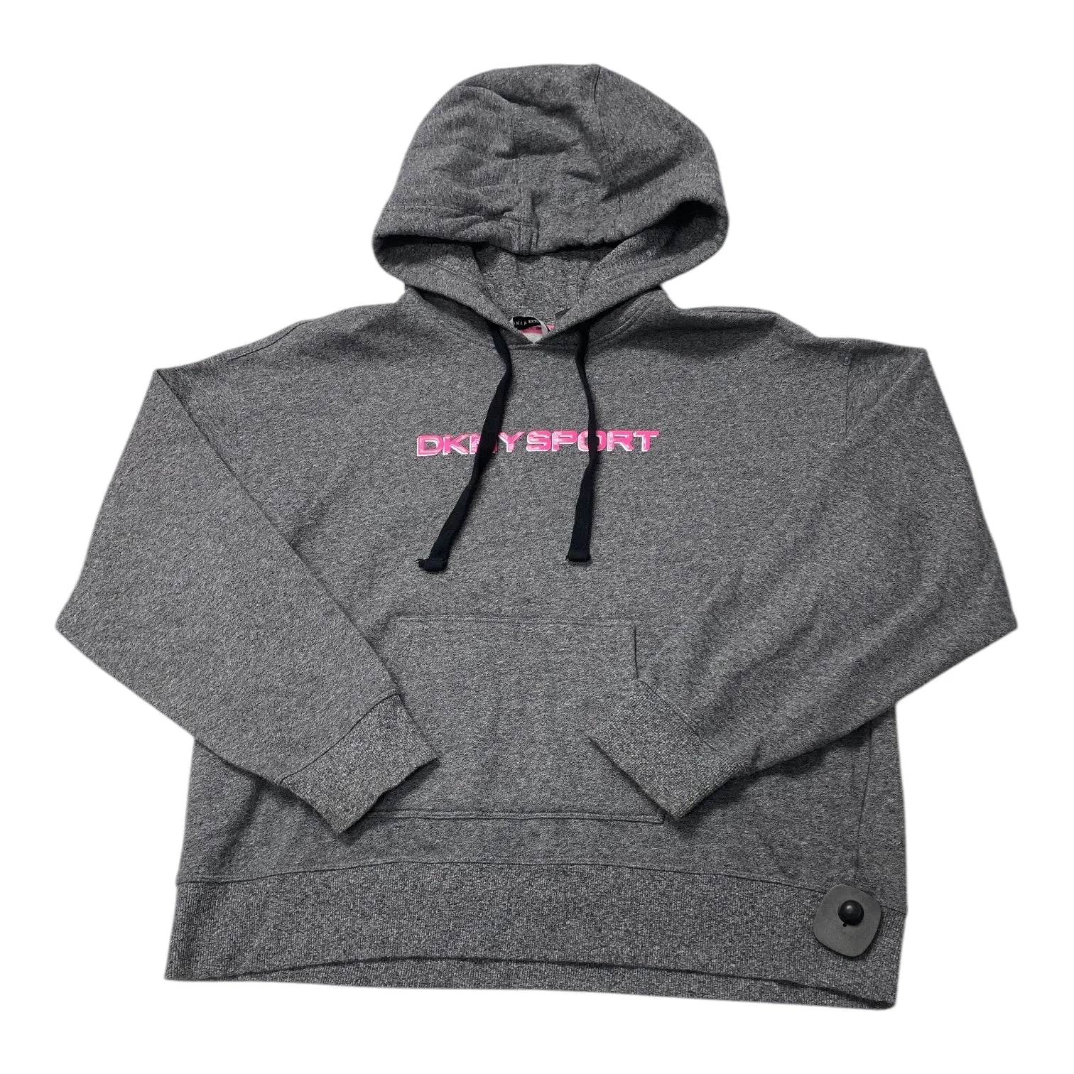 Athletic Sweatshirt Hoodie By Dkny In Grey & Pink, Size:M Heart Soul OdorResistantFabric