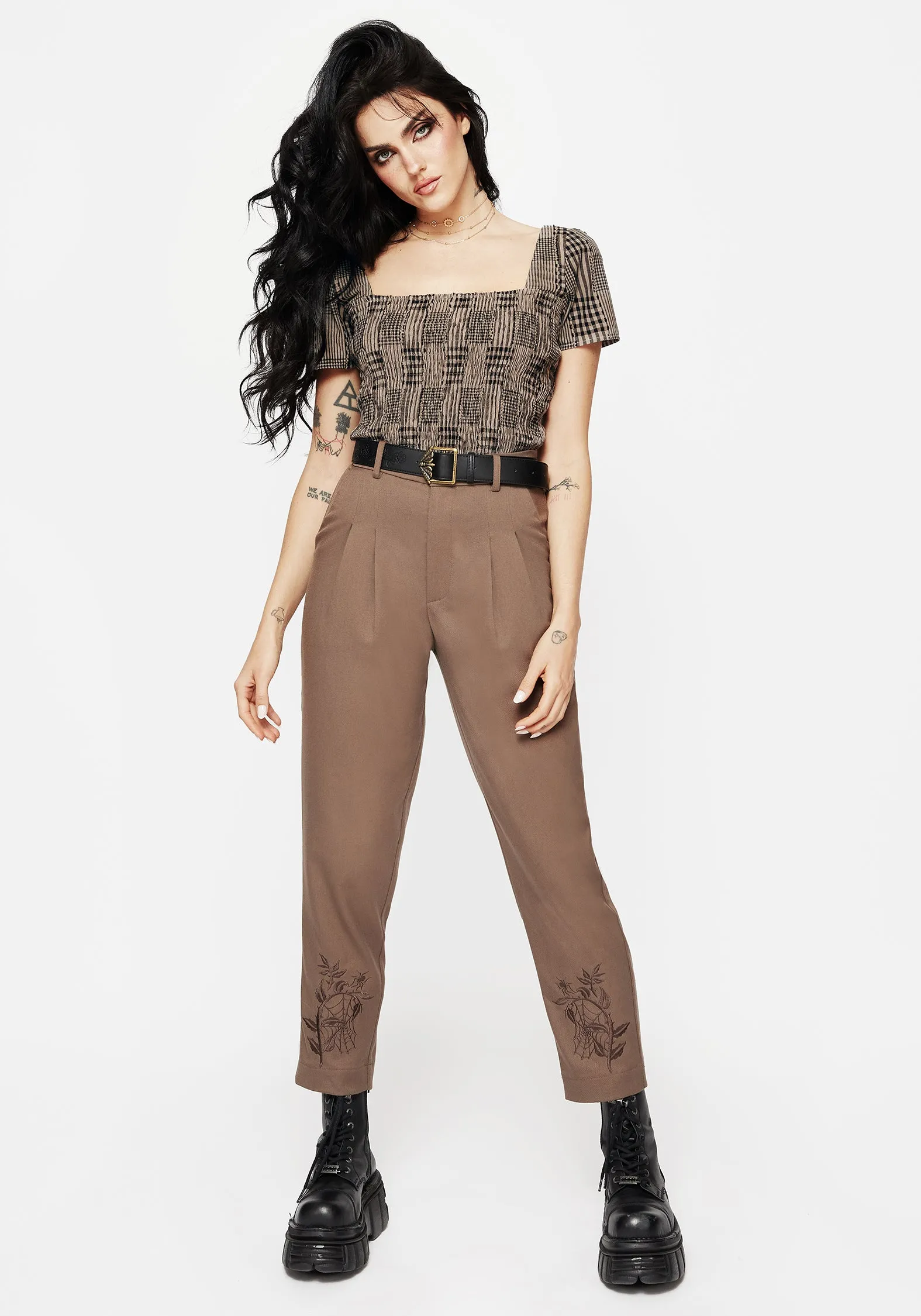 Sporty Layer Hazel Embroidered Slim Tailored Trousers