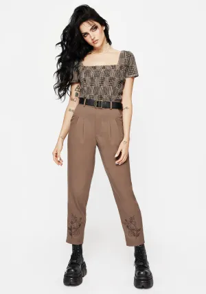 Sporty Layer Hazel Embroidered Slim Tailored Trousers
