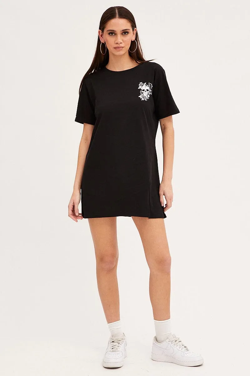 Tailored Fit Black T-Shirt Dress