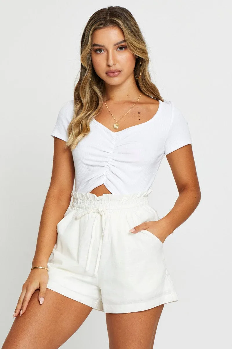 Low Care White Crop Top Short Sleeve