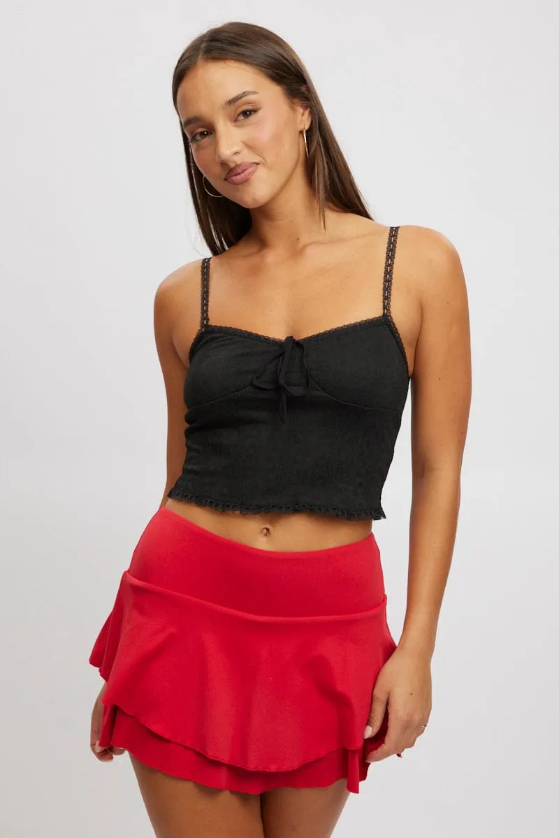Black Singlet Top Textured AntiPilling