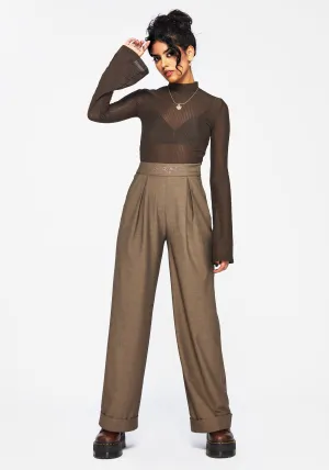 Mystic Embroidered Turn Up Wide Leg Trouser Zip-off legs