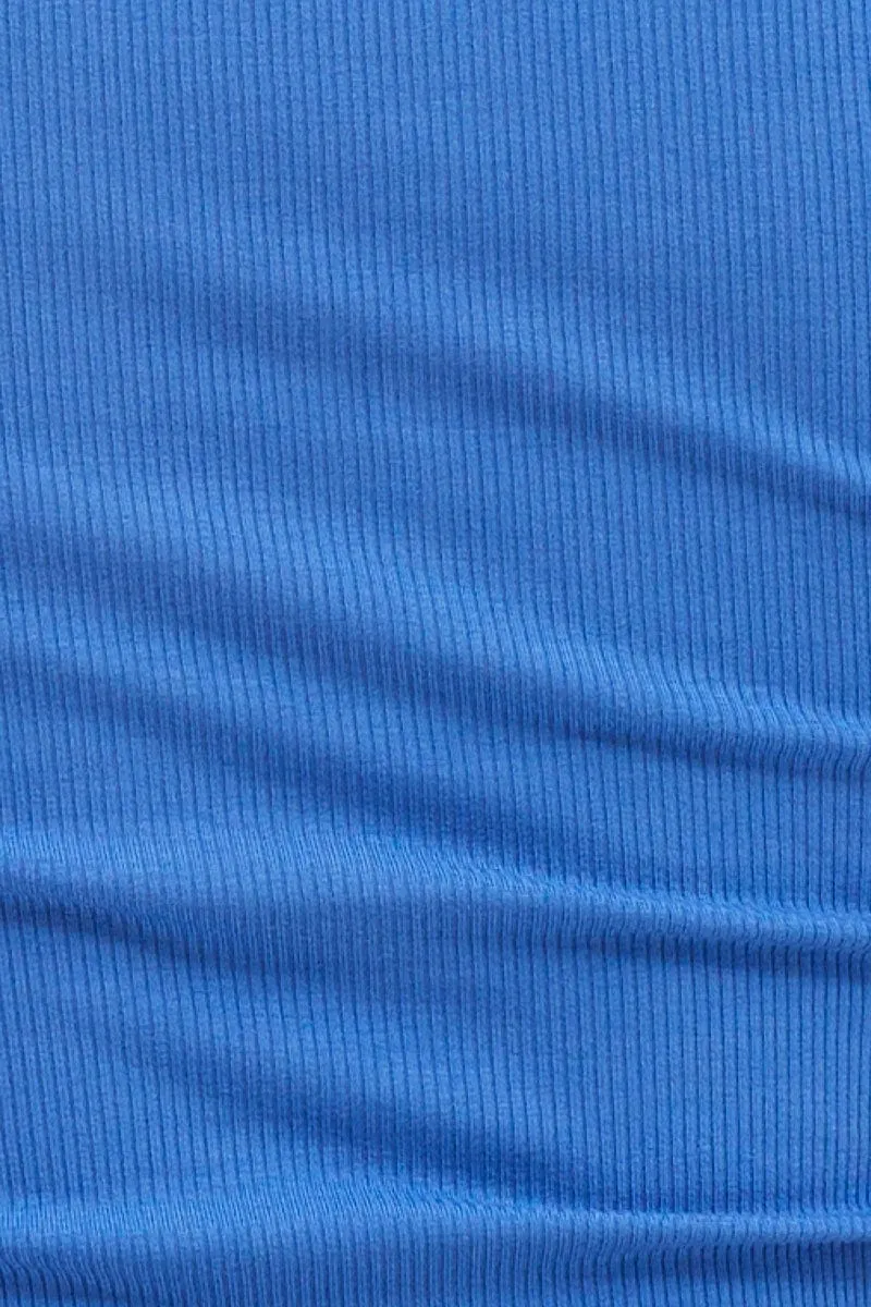 Weekend Look Blue Panel Detail T Shirt Short Sleeve V Neck