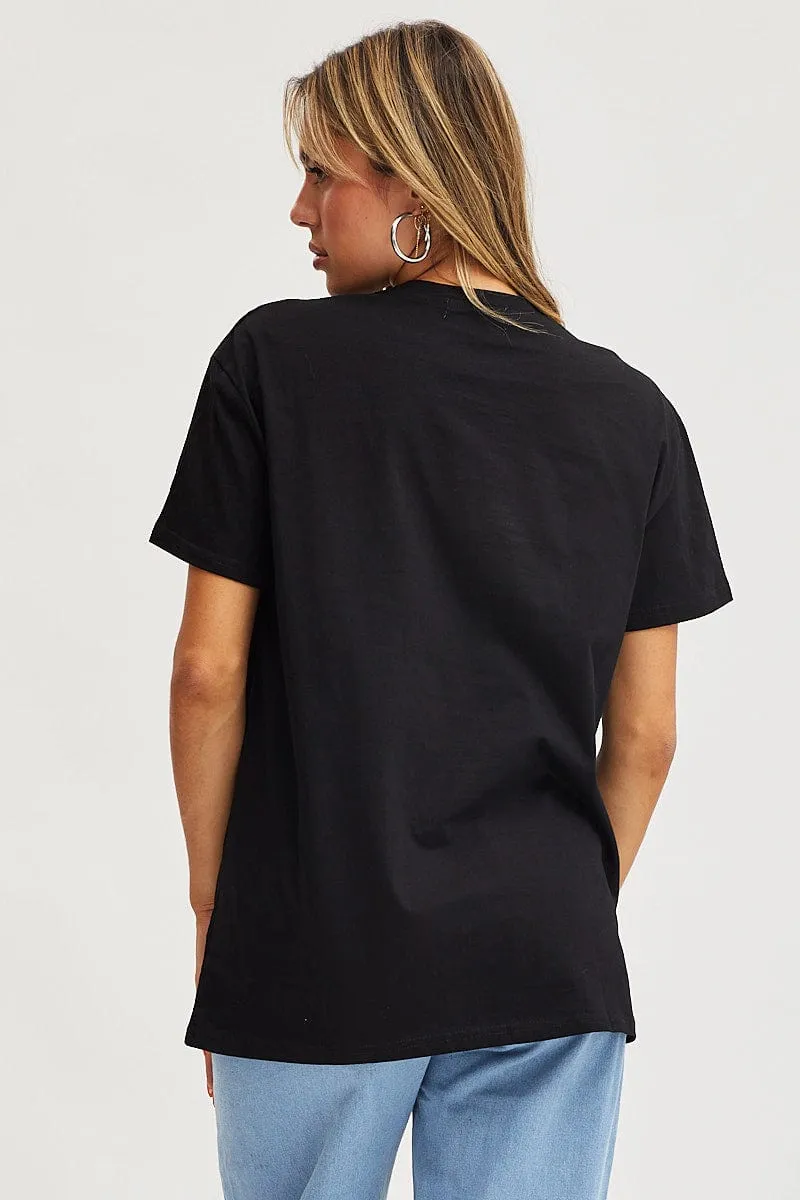 Black Graphic T Shirt Short Sleeve Soft touch finish