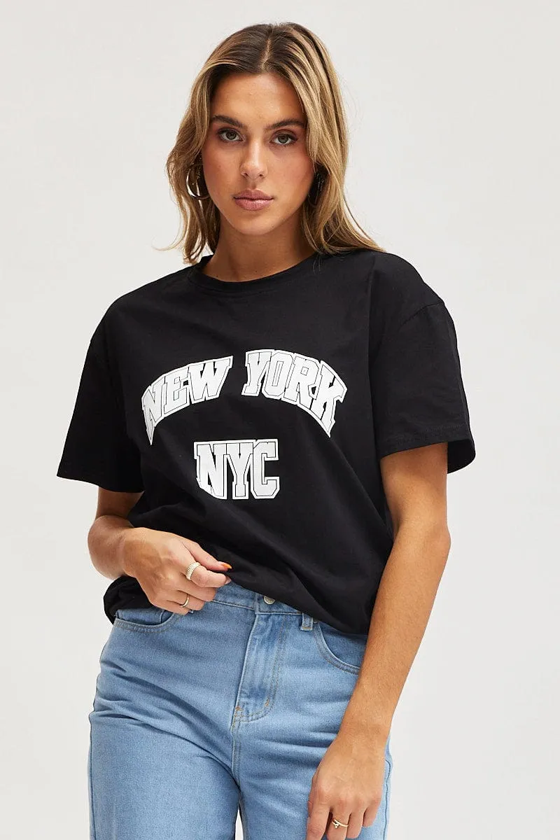 Black Graphic T Shirt Short Sleeve Cycling endurance