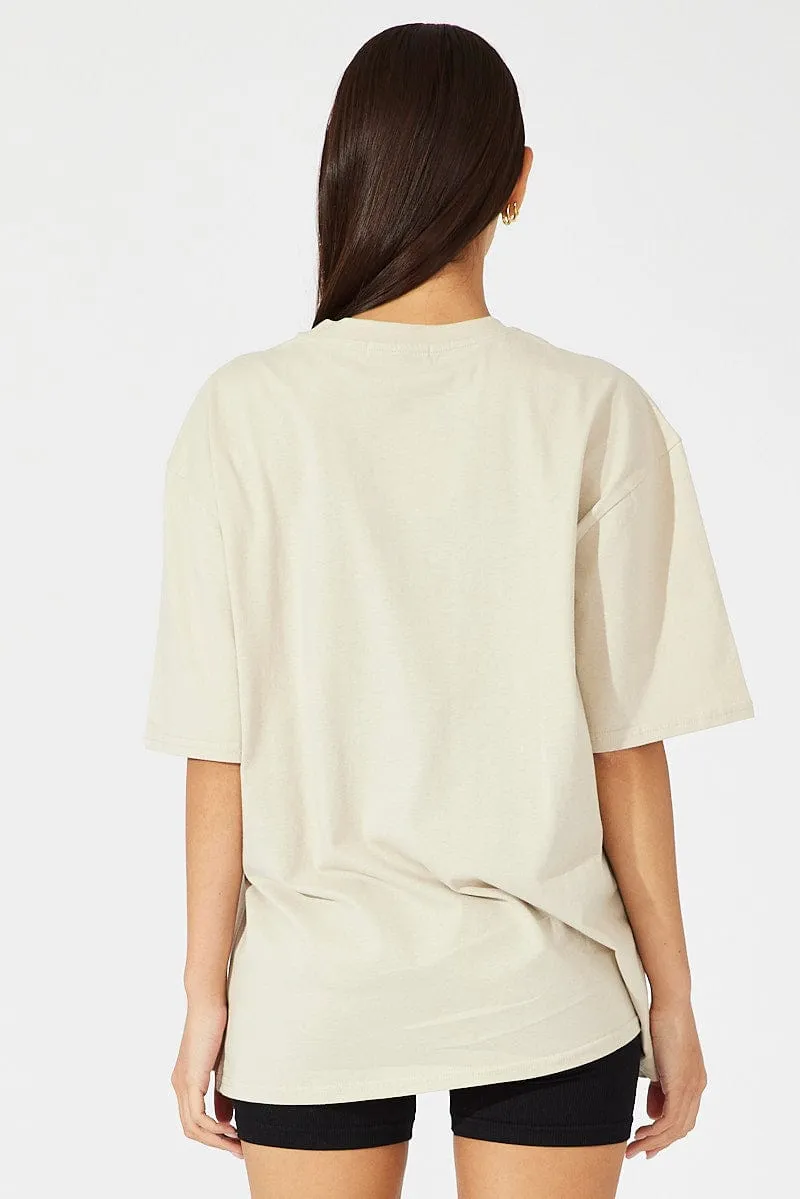 Cozy Vibes Moisture wicking Beige Graphic Tee Short Sleeve